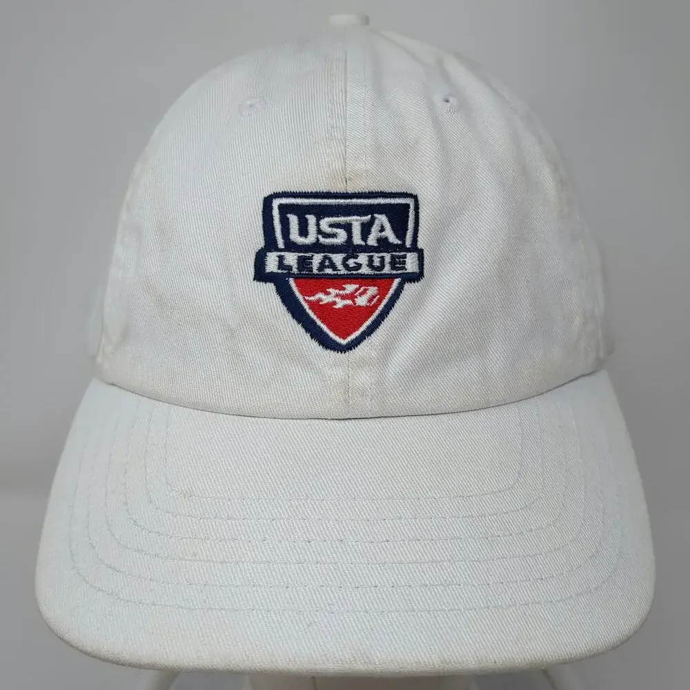 White Baseball Cap One Size USTA League 2010 Team Captain Tennis Sports Logo Hat